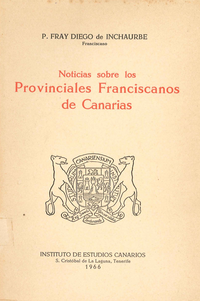 Imagen de portada del libro Noticias sobre los provinciales franciscanos de Canarias