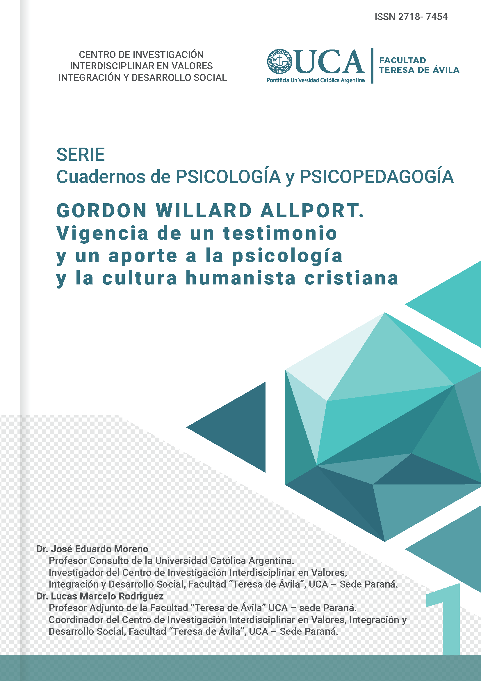 Imagen de portada del libro Gordon Willard Allport. Vigencia de un testimonio y un aporte a la psicología y la cultura humanista cristiana