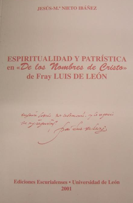 Imagen de portada del libro Espiritualidad y patrística en "De los nombres de Cristo" de Fray Luis de León