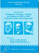 Imagen de portada del libro Actas del I Simposio "Ciencia y Técnica en España de 1898 a 1945, Cabrera, Cajal, Torres Quevedo"