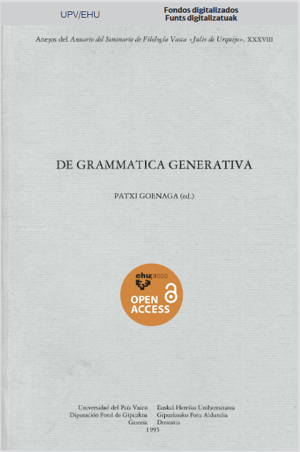 Imagen de portada del libro De grammatica generativa