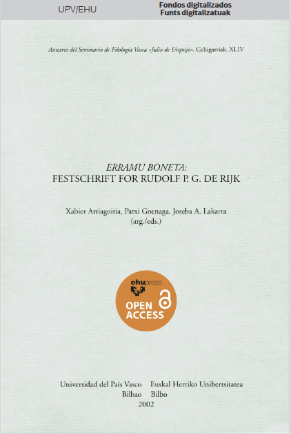 Imagen de portada del libro Erramu Boneta. Festschrift for Rudolf P. G. de Rijk