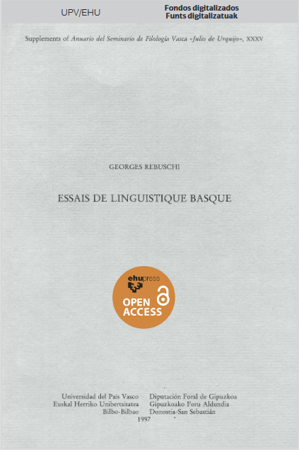 Imagen de portada del libro Essais de linguistique basque