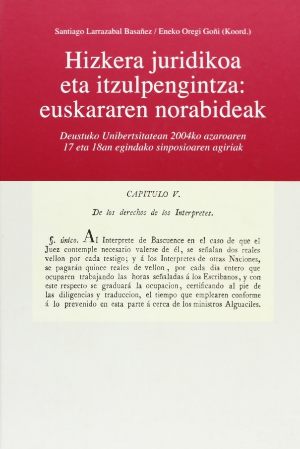 Imagen de portada del libro Hizkera juridikoa eta itzulpengintza