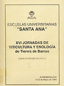Imagen de portada del libro XVI Jornadas de viticultura y enología de Tierra de Barros