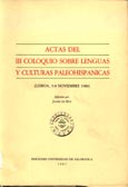 Imagen de portada del libro Actas del III Coloquio sobre Lenguas y Culturas Paleohispánicas
