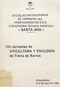 Imagen de portada del libro VIII jornadas de viticultura y enología de Tierra de Barros
