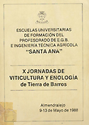 Imagen de portada del libro X jornadas de viticultura y enología de Tierra de Barros