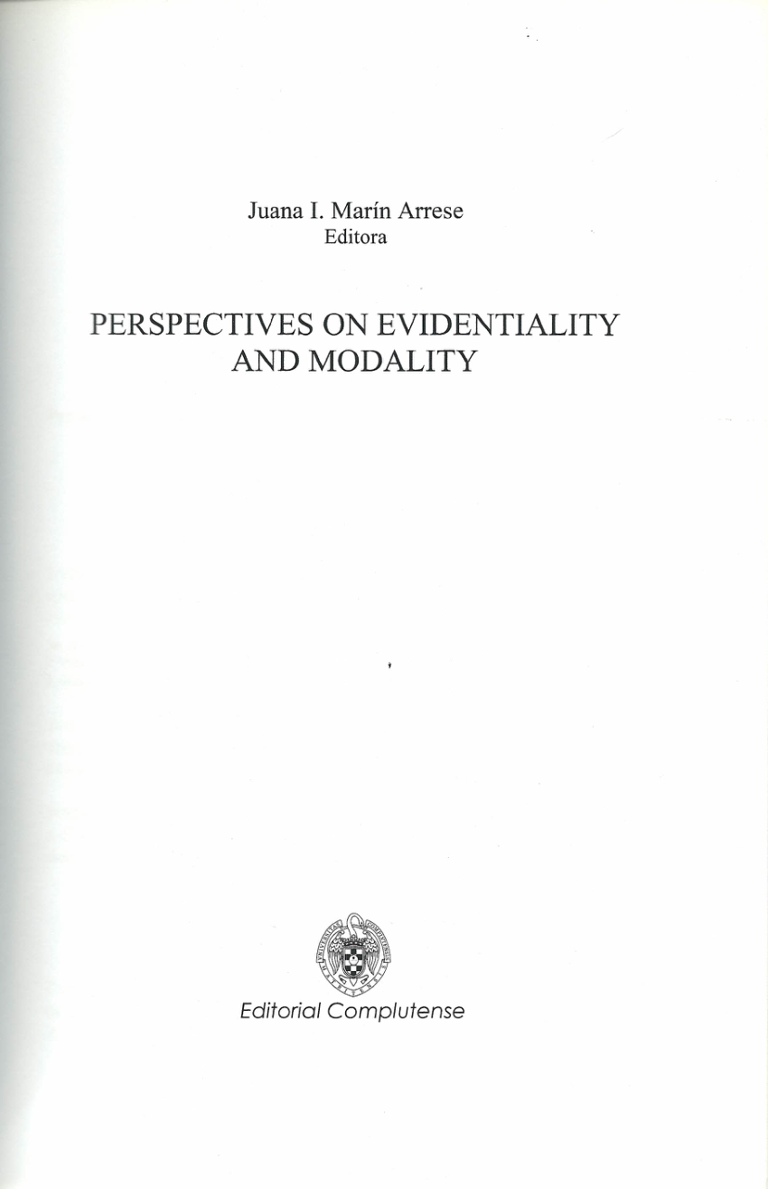 Imagen de portada del libro Perspectives on Evidentiality and Modality