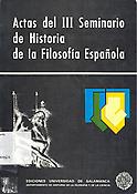 Imagen de portada del libro Actas del III Seminario de Historia de la Filosofía Española