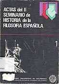 Imagen de portada del libro Actas del II Seminario de Historia de la Filosofía Española