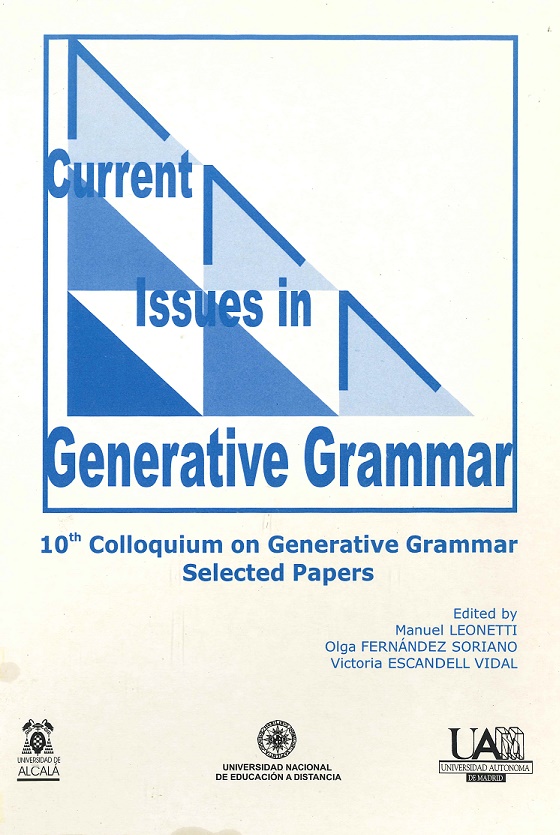 Imagen de portada del libro Current Issues in Generative Grammar