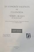 Imagen de portada del libro XV Congrés Valencià de Filosofia. Josep L. Blasco in memoriam