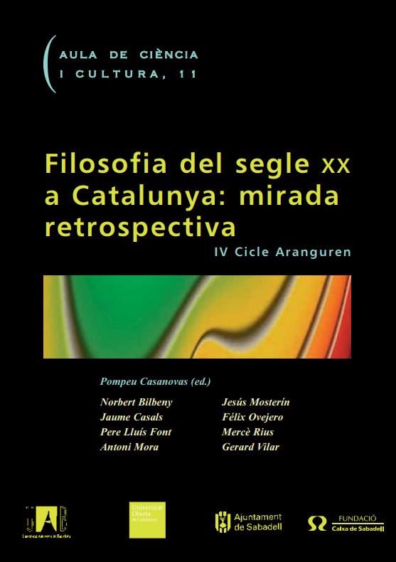 Imagen de portada del libro Filosofía del segle XX a Catalunya