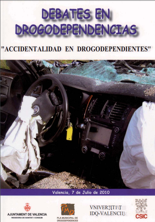 Imagen de portada del libro V debates en drogodependencias. "Accidentalidad en drogodependientes"