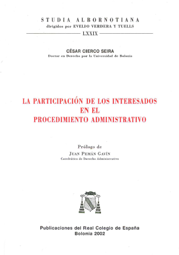 Imagen de portada del libro La participación de los interesados en el procedimiento administrativo