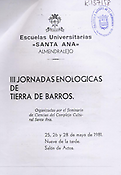 Imagen de portada del libro III Jornadas Enológicas de Tierra de Barros