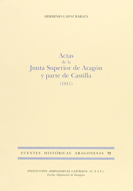 Imagen de portada del libro Actas de la Junta Superior de Aragón y parte de Castilla (1811)