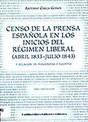 Imagen de portada del libro Censo de la prensa española en los inicios del régimen liberal