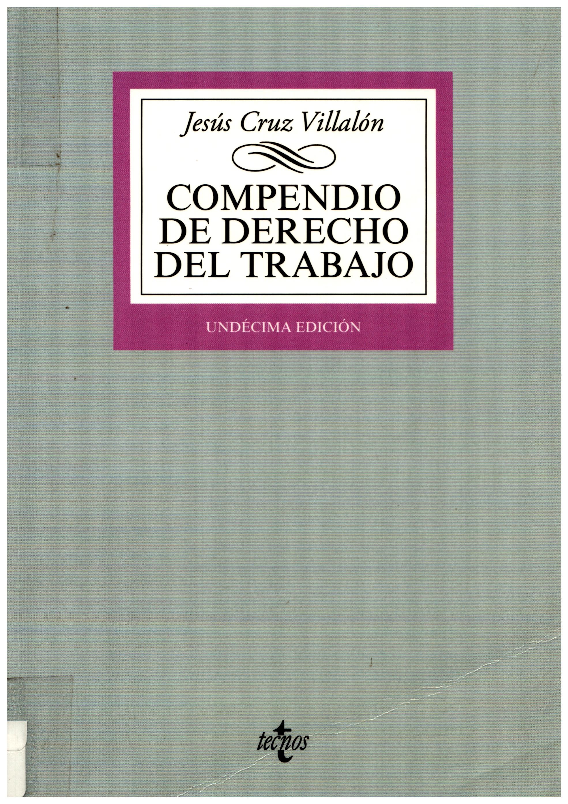 Imagen de portada del libro Compendio de derecho del trabajo