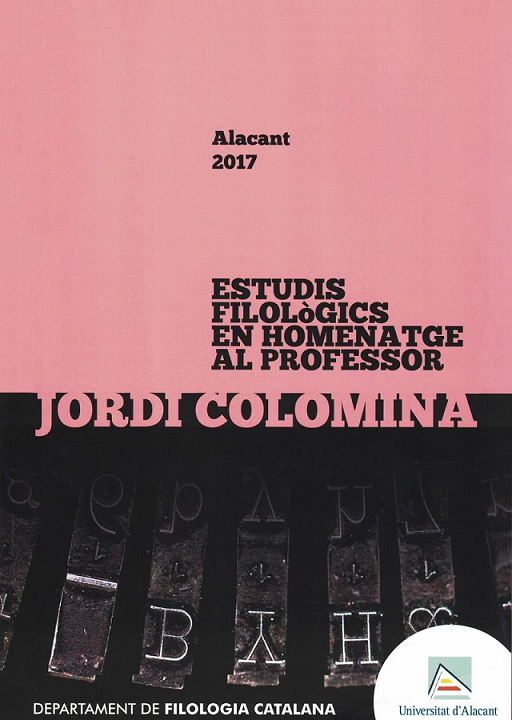 Imagen de portada del libro Estudis filològics en homenatge al professor Jordi Colomina
