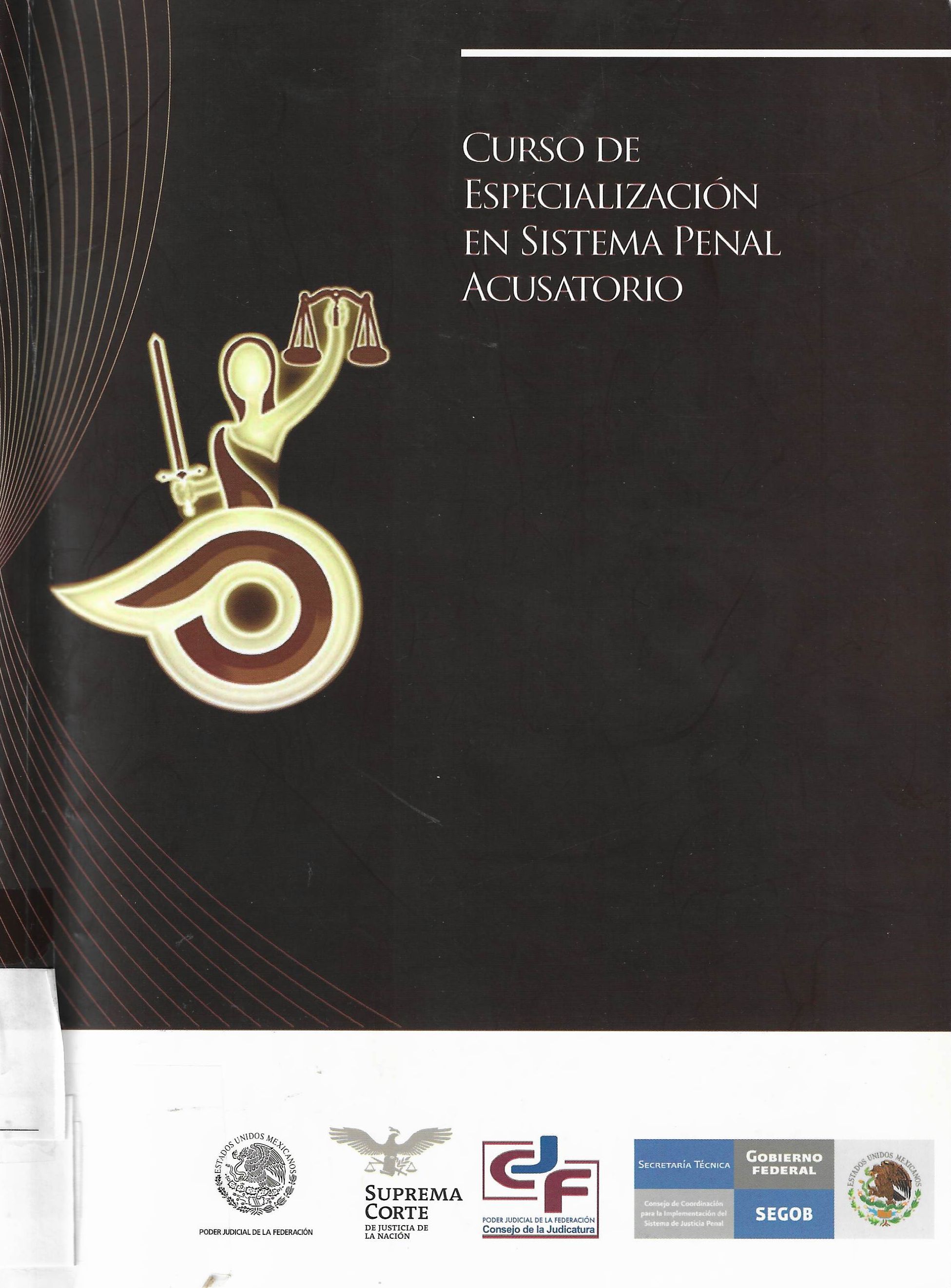 Imagen de portada del libro Curso de especializacion en sistema penal acusatorio