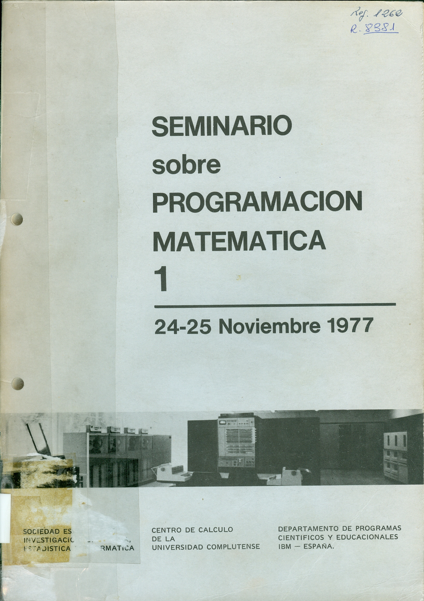 Imagen de portada del libro Seminario sobre programación matemática