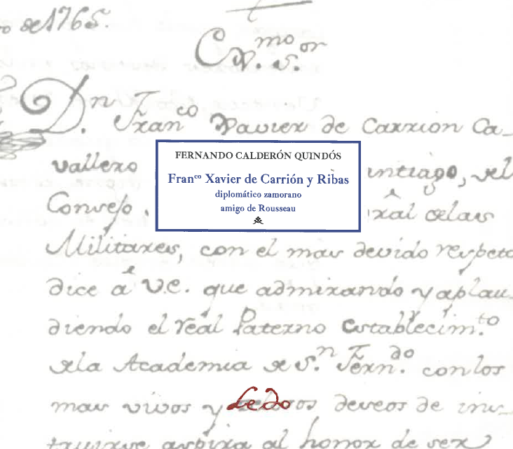 Imagen de portada del libro Franco Xavier de Carrión y Ribas diplomatico zamorano amigo de Rousseau