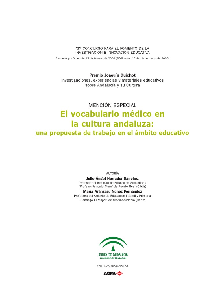 Imagen de portada del libro El vocabulario médico en la cultura andaluza