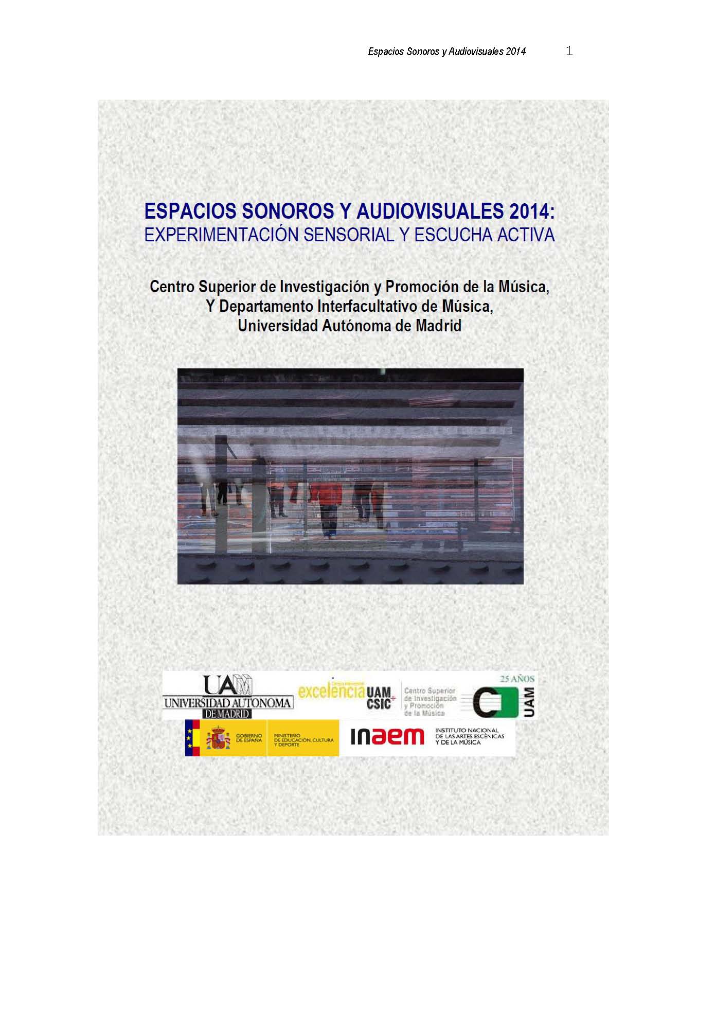 Imagen de portada del libro Espacios sonoros y audiovisuales 2014