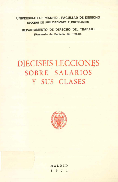 Imagen de portada del libro Dieciseis lecciones sobre salarios y sus clases