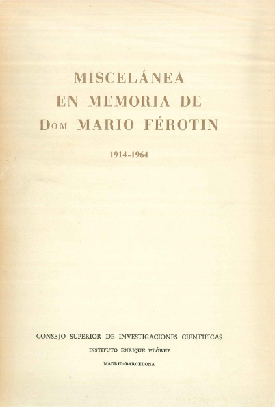 Imagen de portada del libro Miscelánea en memoria de Dom Mario Férotin