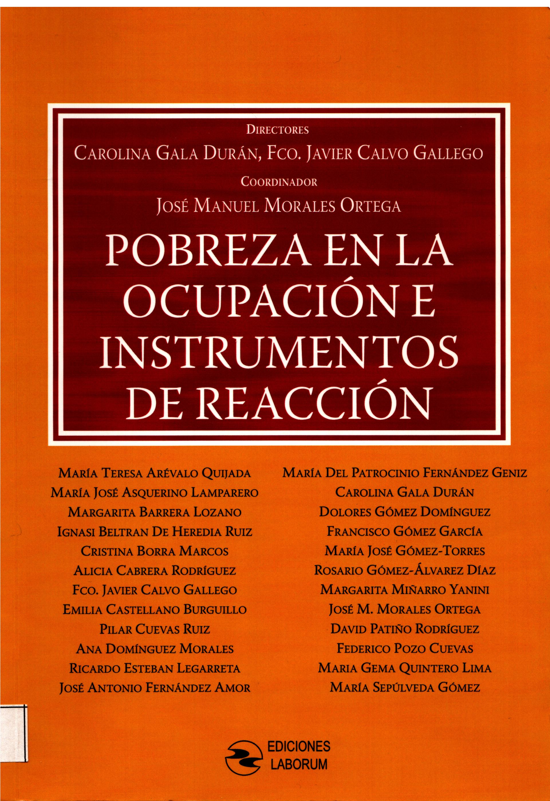 Imagen de portada del libro Pobreza en la ocupación e instrumentos de reacción