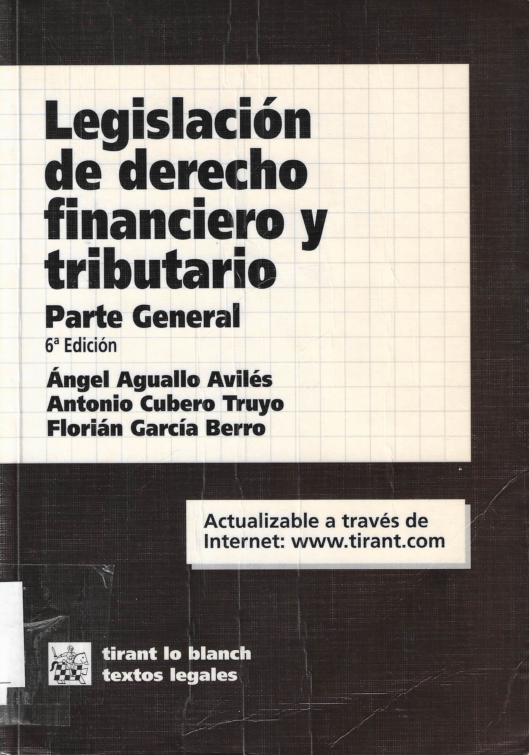 Imagen de portada del libro Legislación de derecho financiero y tributario