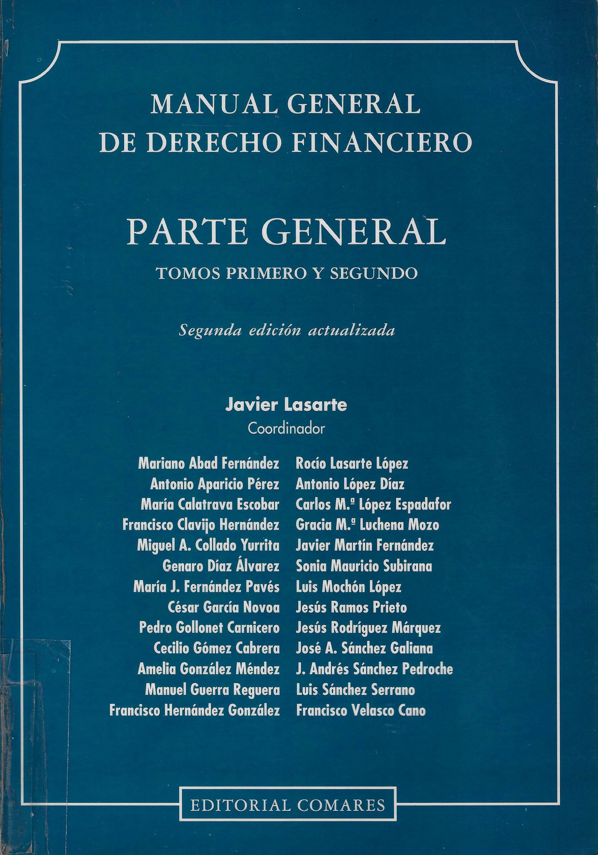 Imagen de portada del libro Manual general de derecho financiero