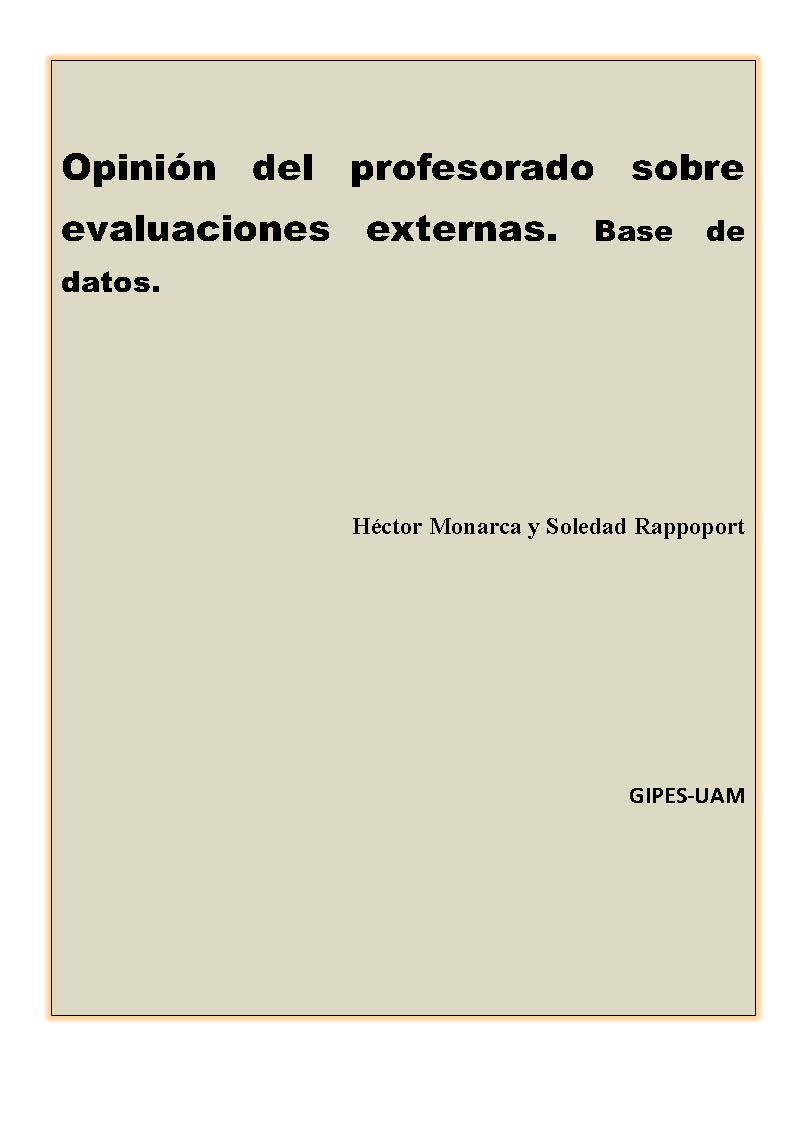 Imagen de portada del libro Opinión del profesorado sobre evaluaciones externas