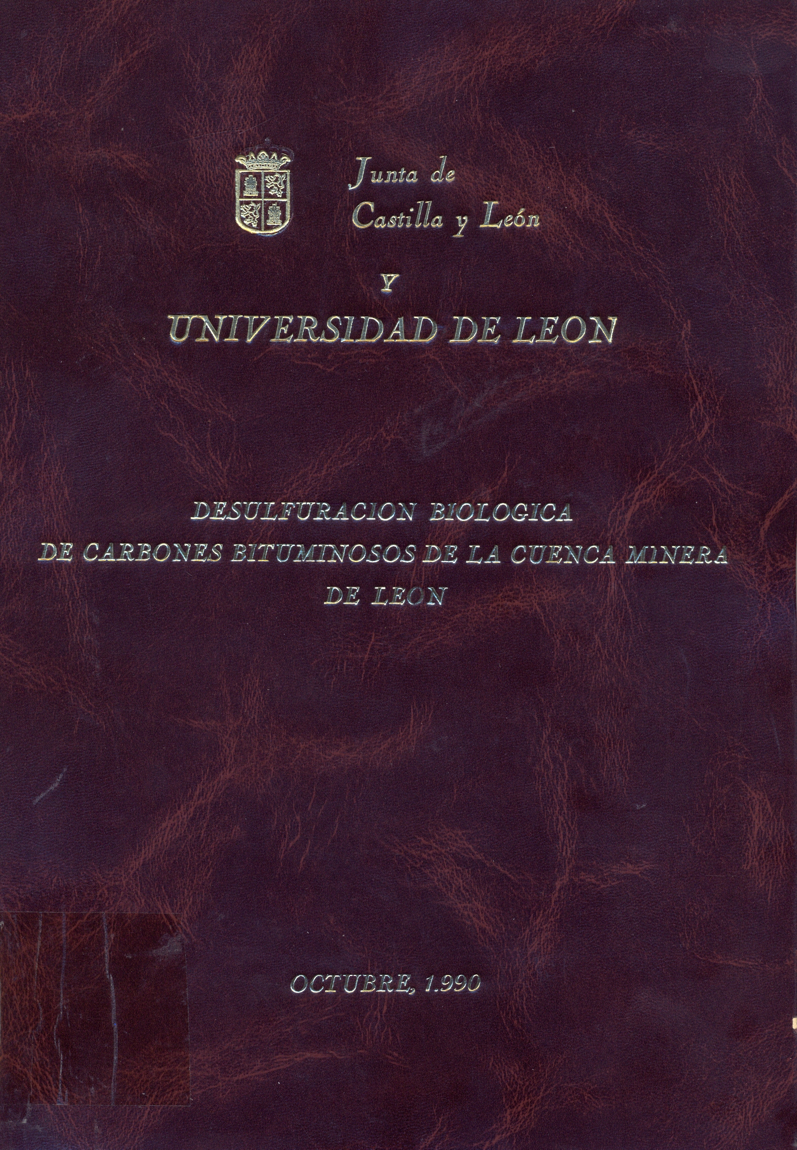 Imagen de portada del libro Desulfuración biológica de carbones bituminosos de la cuenca minera de León