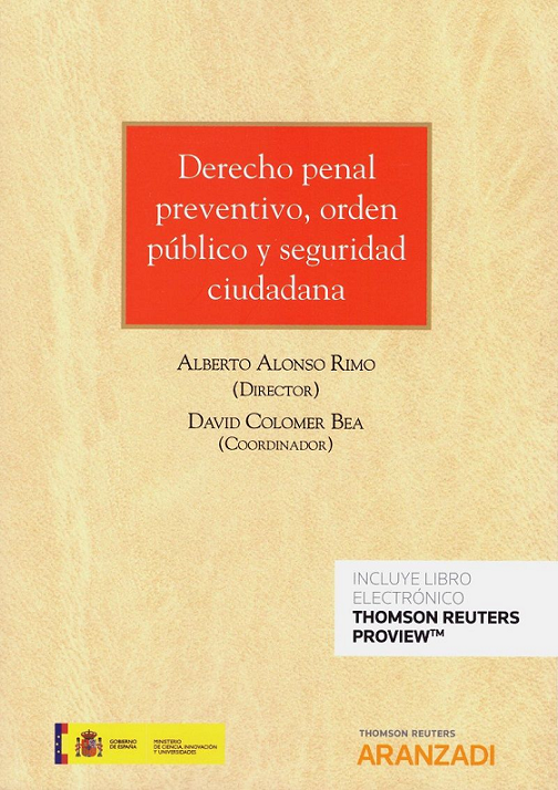 Imagen de portada del libro Derecho penal preventivo, orden público y seguridad ciudadana