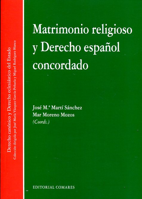 Imagen de portada del libro Matrimonio religioso y derecho español concordado