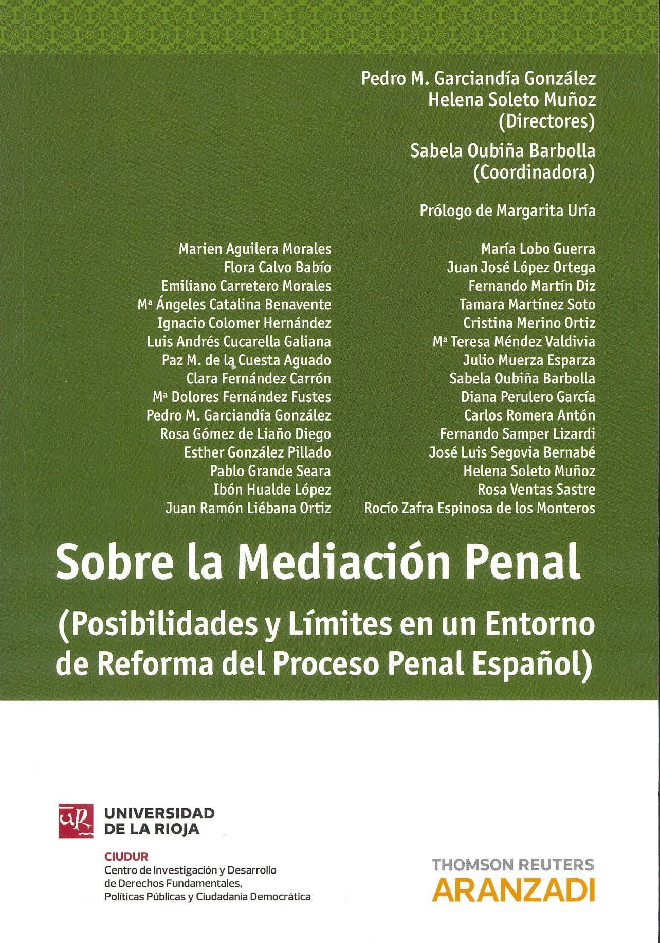 Imagen de portada del libro Sobre la mediación penal