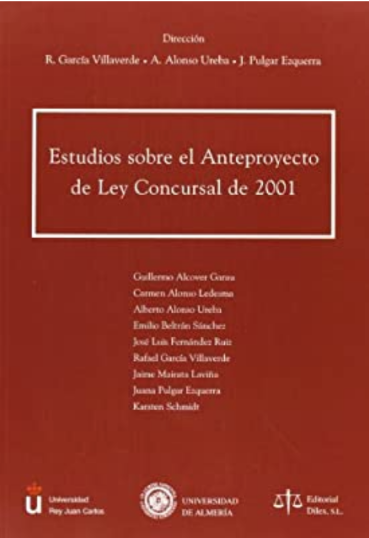 Imagen de portada del libro Estudios sobre el anteproyecto de Ley concursal de 2001