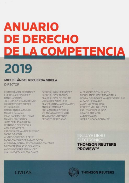 Imagen de portada del libro Anuario de derecho de la competencia 2019