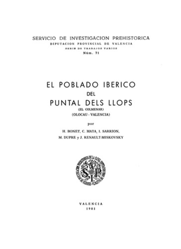 Imagen de portada del libro El poblado ibérico del Puntal dels Llops (El Colmenar)