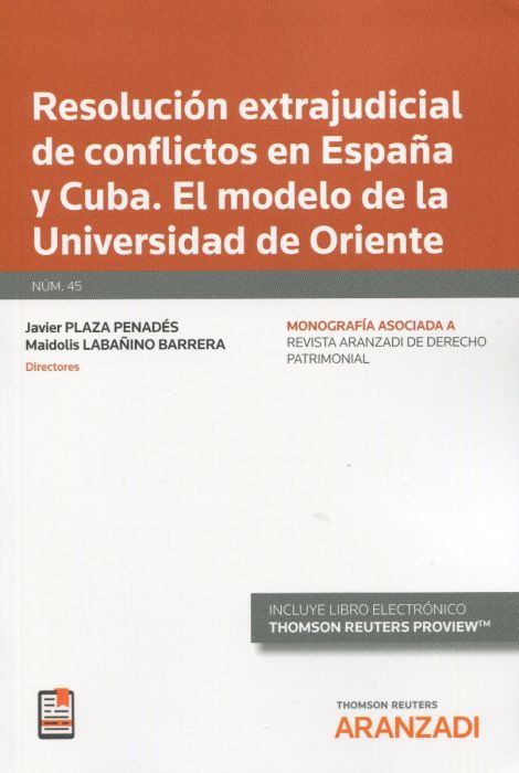 Imagen de portada del libro Resolución extrajudicial de conflictos en España y cuba
