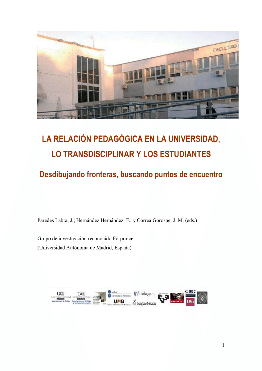 Imagen de portada del libro La relación pedagógica en la universidad, lo transdisciplinar y los estudiantes.