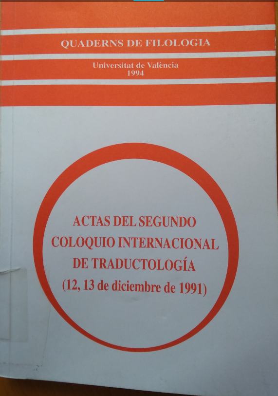 Imagen de portada del libro Actas del Segundo Coloquio Internacional de Traductología