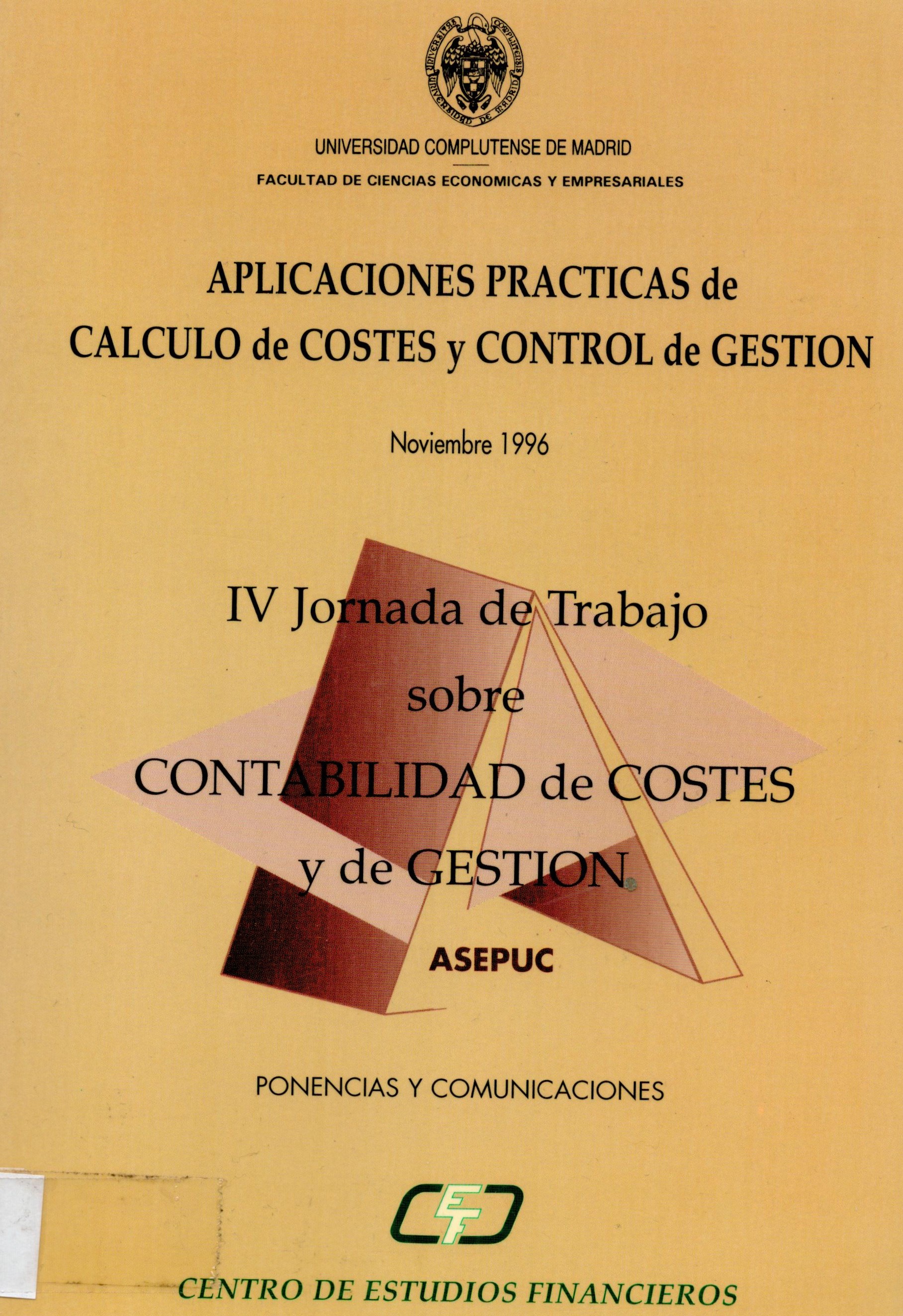Imagen de portada del libro Aplicaciones prácticas de cálculo de costes y control de gestión