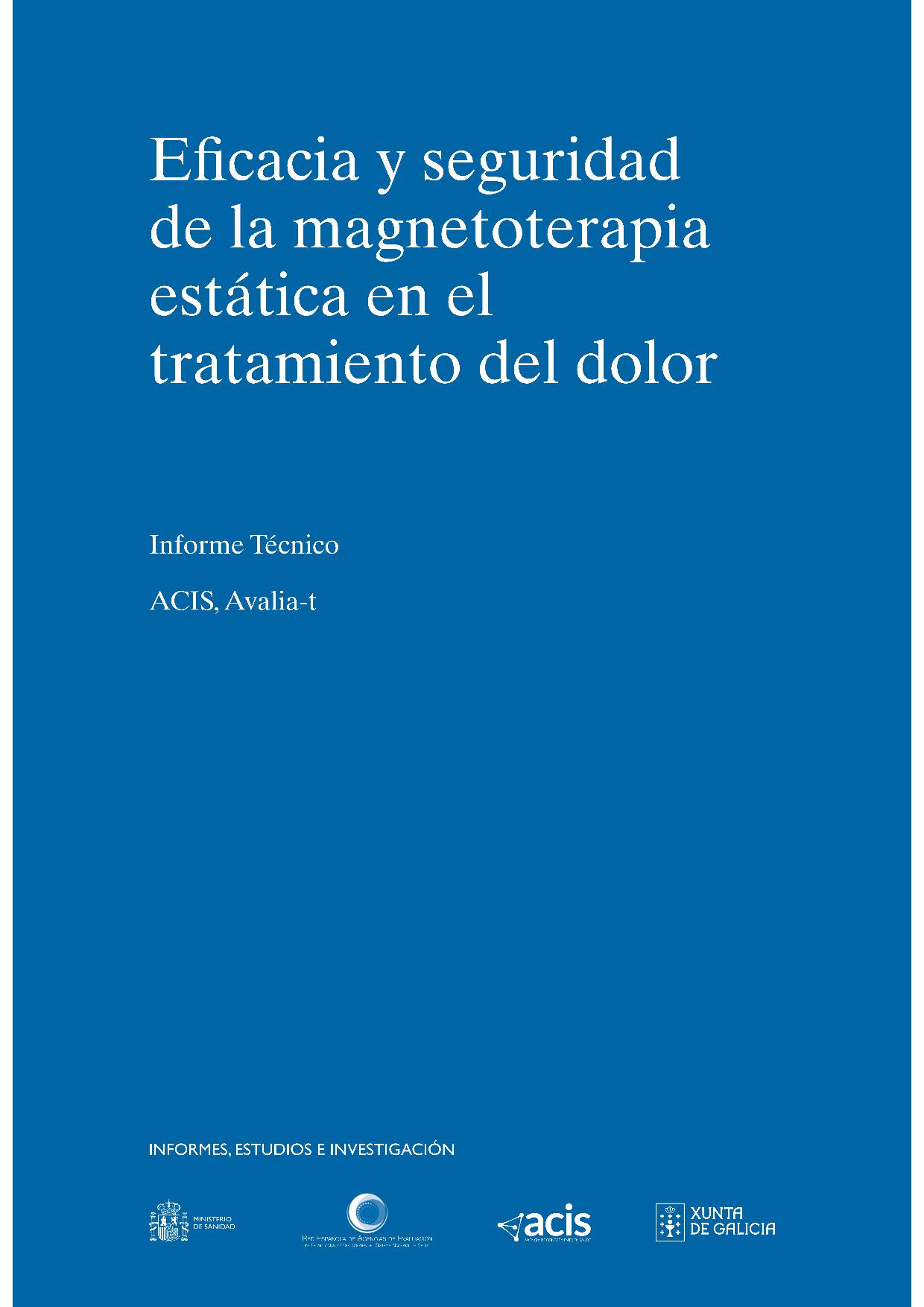 Imagen de portada del libro Eficacia y seguridad de la magnetoterapia estática en el tratamiento del dolor