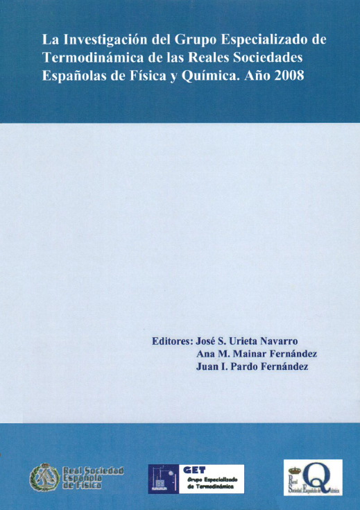 Imagen de portada del libro La investigación del Grupo Especializado de Termodinámica de las Reales Sociedades Españolas de Física y Química