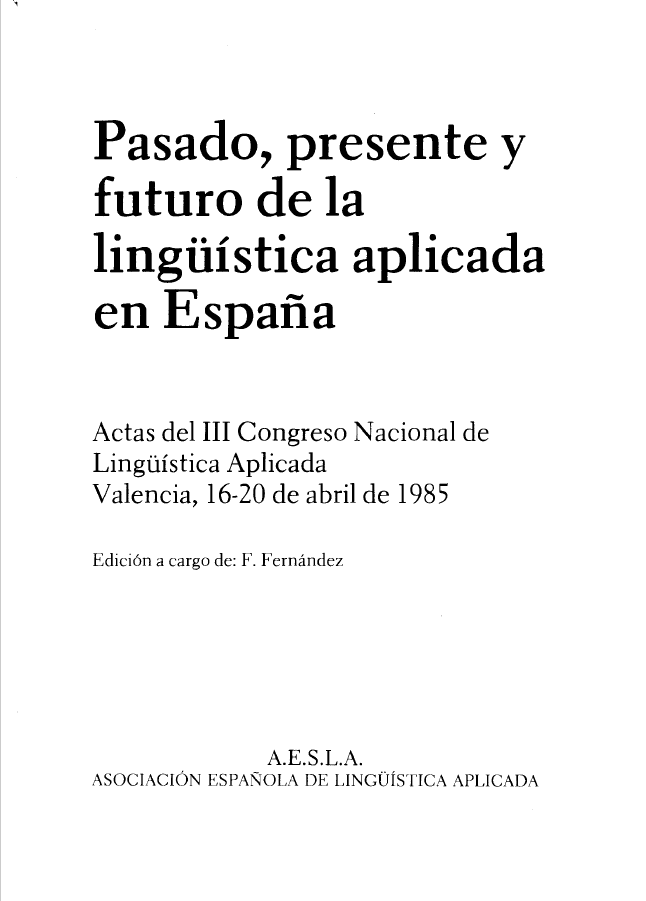 Imagen de portada del libro Pasado, presente y futuro de la lingüística aplicada